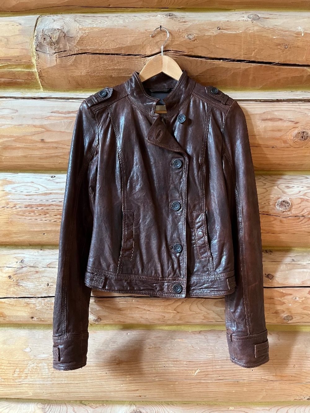 Vintage Abercrombie & Fitch Genuine Leather Bomber Jacket Y2K  S